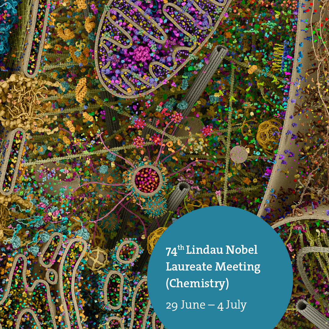 Detailed image of a section of a cell rendered in 3D. Key visual from the 74th Lindau Nobel Laureate Meeting in Chemistry, source: Lindau Nobel Flickr 