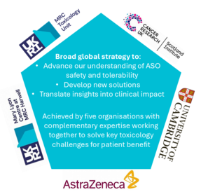 Diagram outlining how five organisations will work together to solve key toxicology challenges for patient benefit