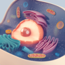 Artistic representation of inside of cell with different organelles