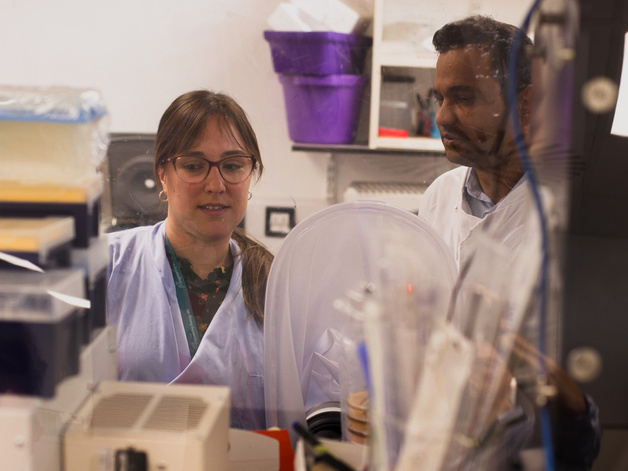 Indra Roux and Kiran Patil in Lab