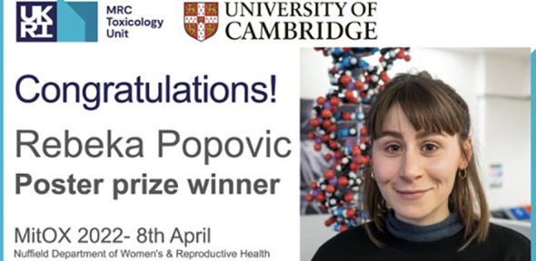A photo of Rebeka next to some text describing the prize she won